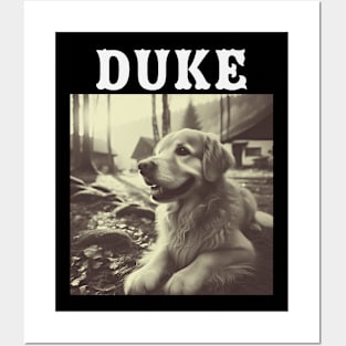 Duke, bootleg,  golden retriever puppy design for dog lovers Posters and Art